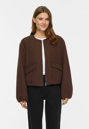 VILA, JACKET VIBALOU ZIPPER - Veste légère - coffee bean