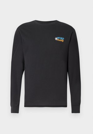 Black long-sleeve shirt made of cotton, featuring a colorful "ICE COLD PLAYER" graphic on the upper left chest. Round neckline, straight fit.