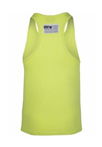 Ryškiai geltona marškinė su apvaliu dekolte ir plačiomis rankovėmis. Apatinėje nugaros dalyje yra spaudininė etiketė. Pagaminta iš minkštos medžiagos.