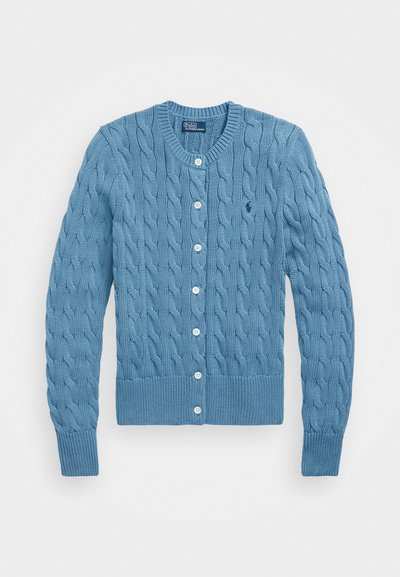 Polo Ralph Lauren CABLE KNIT COTTON CREWNECK CARDIGAN - Jopica - camp blue