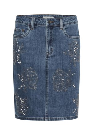 Kaffe, KACASTELIA RHINESTONE SKIRT - Falda de tubo - medium washed blue