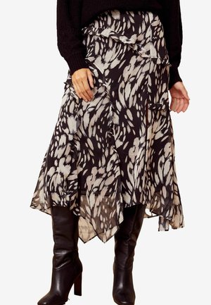 RUFFLE REGULAR FIT - A-lõikeline seelik - black white animal