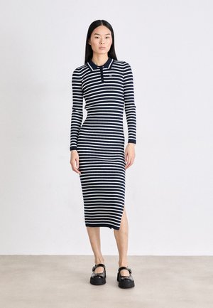 MIDI DRESS - Vestido de punto - navy/white