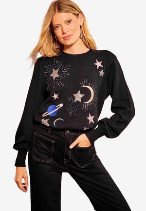REGULAR FIT - Striktrøje - black space embroidered