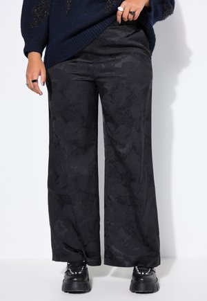 WIDE LEGS FLORALER ELASTIKBUND - Kalhoty - black