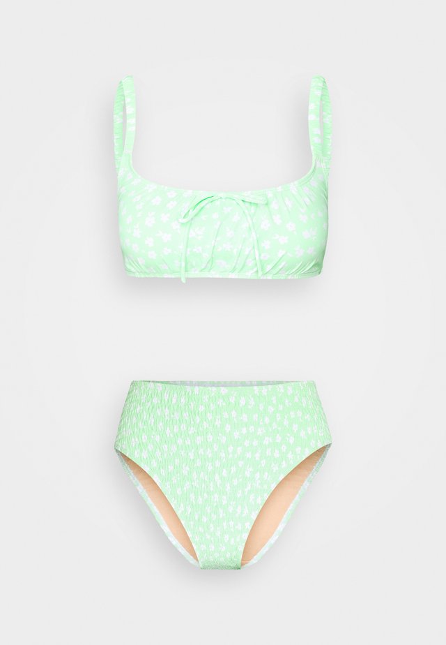 ROUCHED HIGHWAISTED CHEEKY BIKINI SET - Bikinier - mint