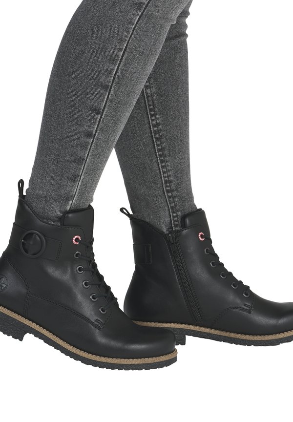 Schnürstiefelette - schwarz