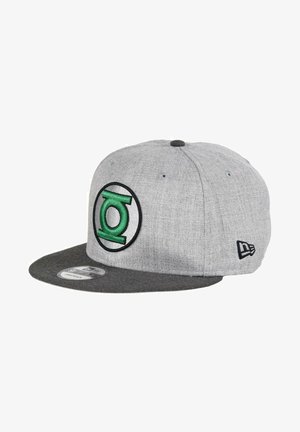Gray cap with a dark gray brim, featuring a raised green and black Green Lantern logo on the front, and a New Era logo on the side.