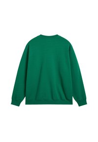 Felpa verde realizzata in un tessuto morbido e testurizzato, con maniche lunghe, polsini a costine e scollatura rotonda, progettata con una vestibilità rilassata.