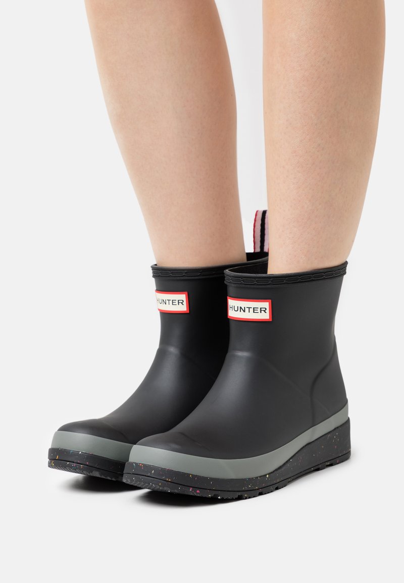 Hunter ORIGINAL WOMENS PLAY SHORT SPECKLE SOLE BOOTS Wellies black