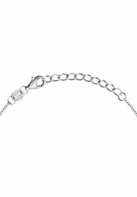 Bracciale in argento con maglie intrecciate e chiusura a granchio. Superficie liscia e lucida con lunghezza regolabile.