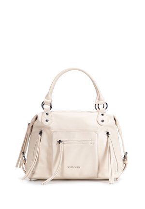Borsa in pelle color crema con due manici, più tasche con cerniera e il nome del marchio Wittchen sulla tasca anteriore.