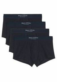 Boxershorts i mörk marinblå färg, tillverkade av mjukt tyg, med en logotypad elastisk midja. Fyra par staplade, med en snug passform och slät textur.