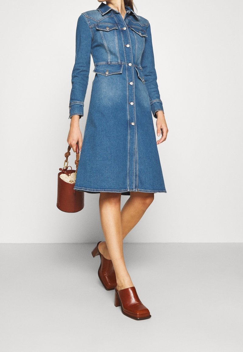 alexa chung denim shirt dress Alexa Chung For Ag Blue Denim Midi Dress Size S International