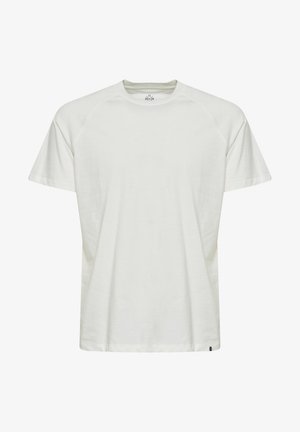 Tricou alb din bumbac, cu guler rotund, mâneci raglan scurte, textură moale și un detaliu subtil al logo-ului la tiv.