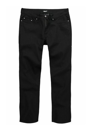 Czarne dżinsy w prostym kroju, pięć kieszeni, metalowe zapięcie na guzik i subtelne detale przeszycia. Gładka faktura i minimalistyczny design.