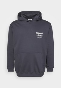 Μπλε σκούρο φούτερ από βαμβάκι, με μπροστινή τσέπη, ριμπ μανσέτες, καπό με κορδόνι και λευκό λογότυπο στο αριστερό στήθος.