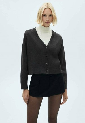 Mango, Cardigan - mottled dark grey