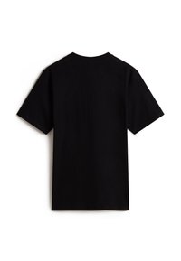 Sort bomulds t-shirt med korte ærmer, rund hals og en glat tekstur. Ingen mønstre eller detaljer, vist fra ryggen.