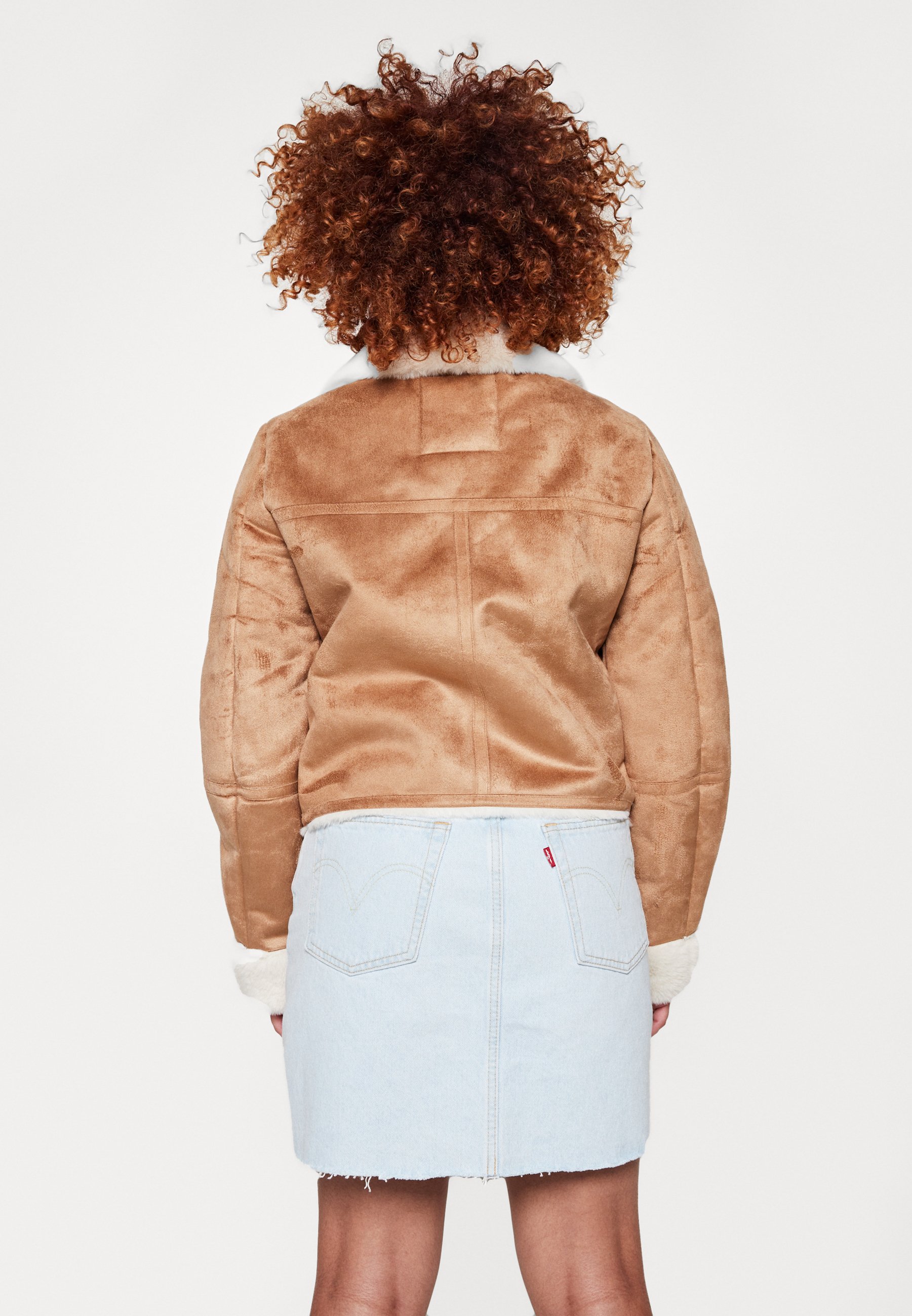 COZY BIKER - Faux leather jacket - tan 