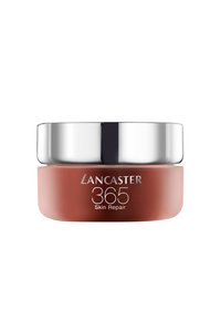 Lancaster 365 Skin Repair-kräm i en rund, matt terrakottajar med ett blanka silverlock. Har varumärkesnamn och produktinformation på framsidan.