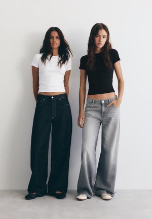 PULL&BEAR 2 PACK - T-shirt print - mottled black