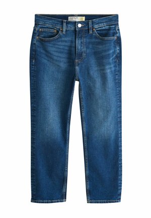 Blå slim fit cropped jeans med for- og baglommer, knap- og lynlåslukning samt subtile falmede detaljer.