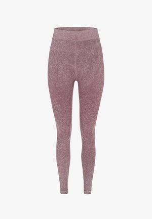Pehmed, pehme, tekstuuriga, tolmuse mauve värvi kangast, millel on kõrge vöökoht ja sujuvad õmblused. Täispikk disain ilma lisakatteid.