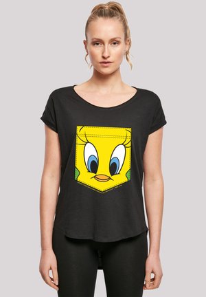 LOONEY TUNES TWEETY PIE FACE FAUX POCKET - Print T-shirt - black