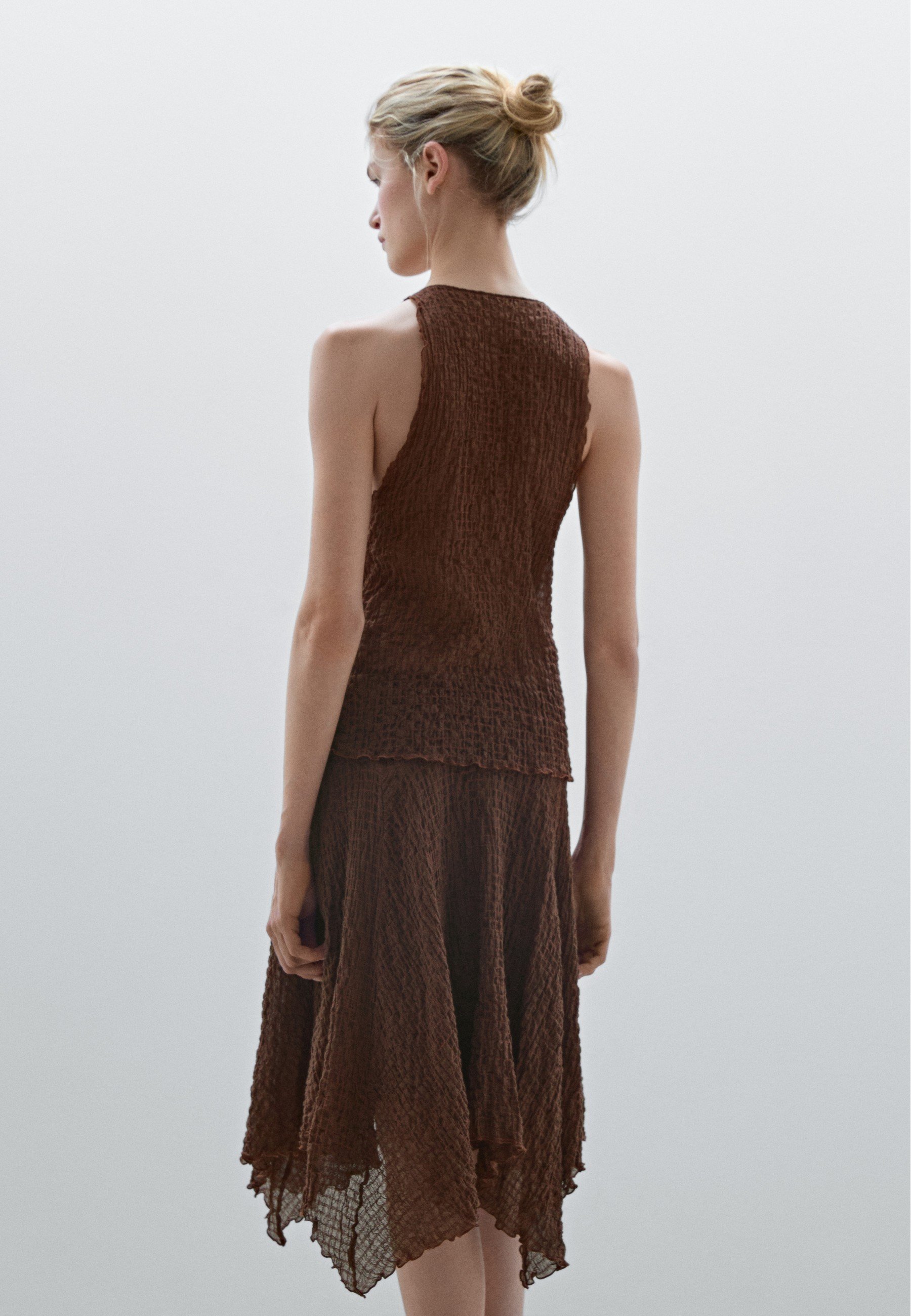 Massimo Dutti FLOWING CHECK - A-line skirt - mottled dark