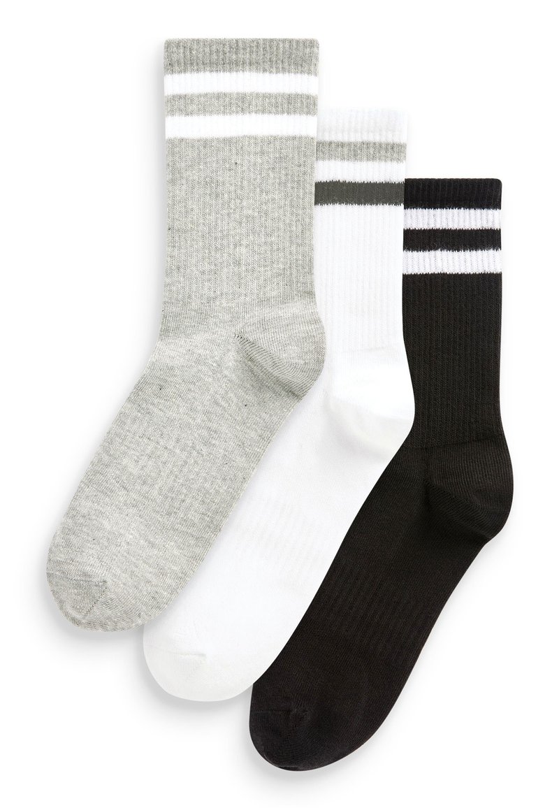 Next ARCH SUPPORT ANKLE 3 PACK - Strømper - black white grey