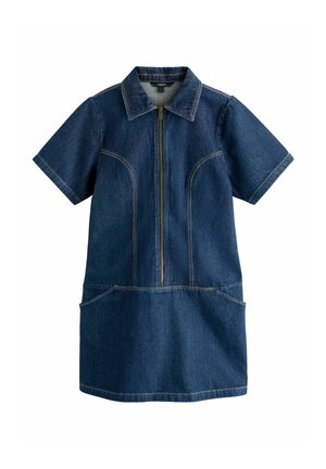 PETITE FIT -  ZIP THROUGH MINI POLO  - Jeanskleid - dark blue