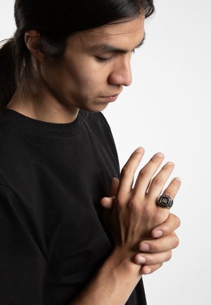 UNISEX CHAMPION SIGNET - Prsteň - silver-coloured/black