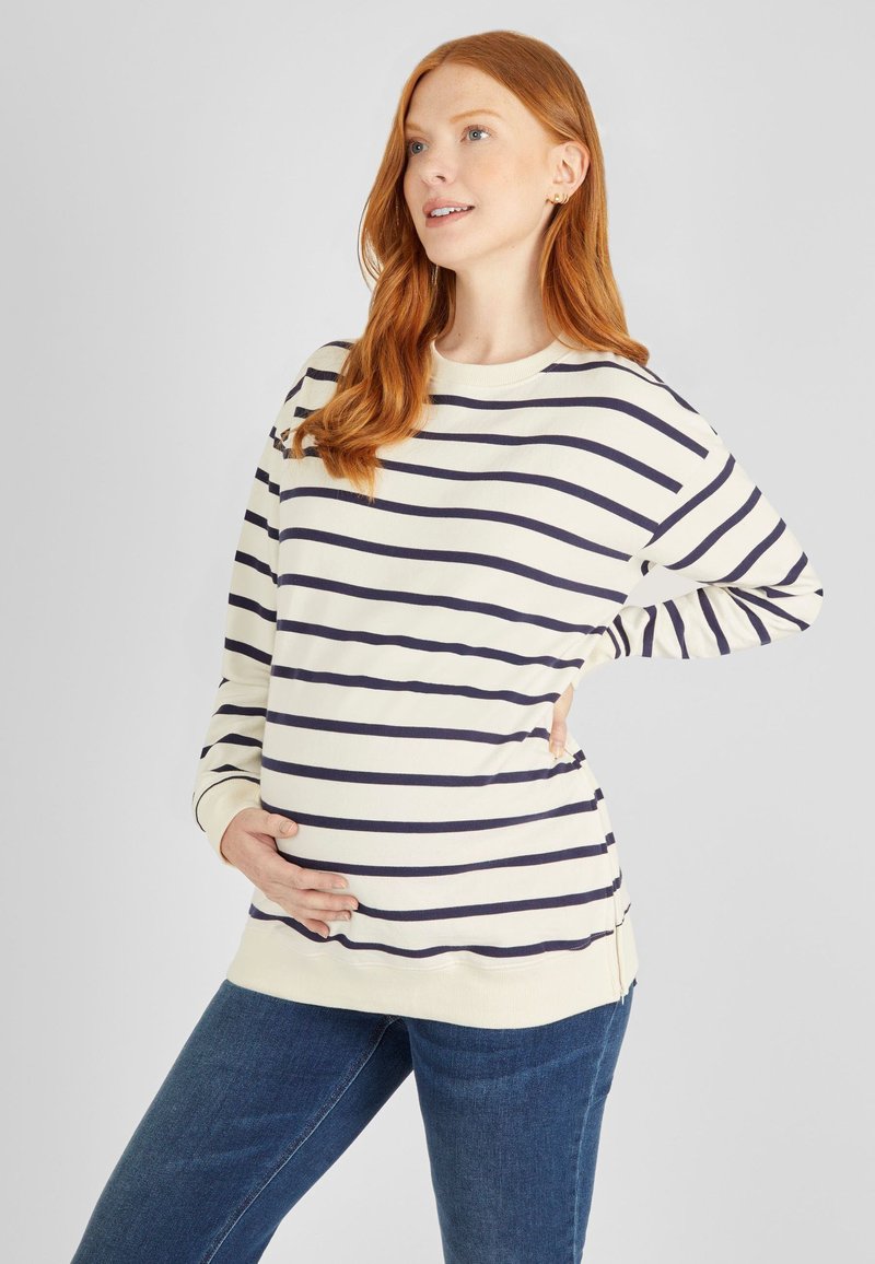 JoJo Maman Bébé STRIPE MATERNITY NURSING MATERNITY - Mikina - cream