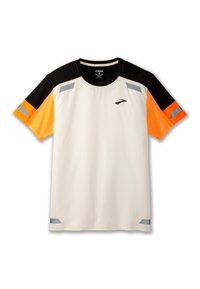 RUN VISIBLE SHORT SLEEVE 2.0 - T-Shirt sport - ecru fluoro flash black