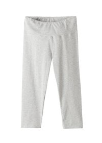 Leggings grises con una cinturilla alta, fabricados en un tejido suave y elástico, con una textura lisa y un corte ajustado.