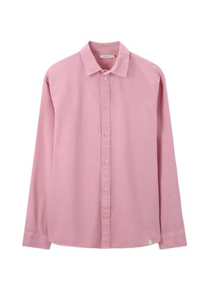 Lange mouwen knoopshirt van lichtroze katoen. Beschikt over een klassieke kraag, gedetailleerde stiksels en knoopsluitingen aan de voorkant.