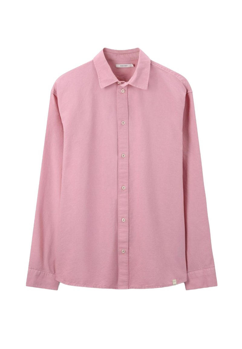Lange mouwen knoopshirt van lichtroze katoen. Beschikt over een klassieke kraag, gedetailleerde stiksels en knoopsluitingen aan de voorkant.