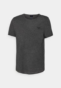 T-shirt a maniche corte grigio scuro con girocollo, con logo "JOOP! JEANS" discreto sul lato sinistro del petto, esposto su sfondo bianco semplice.