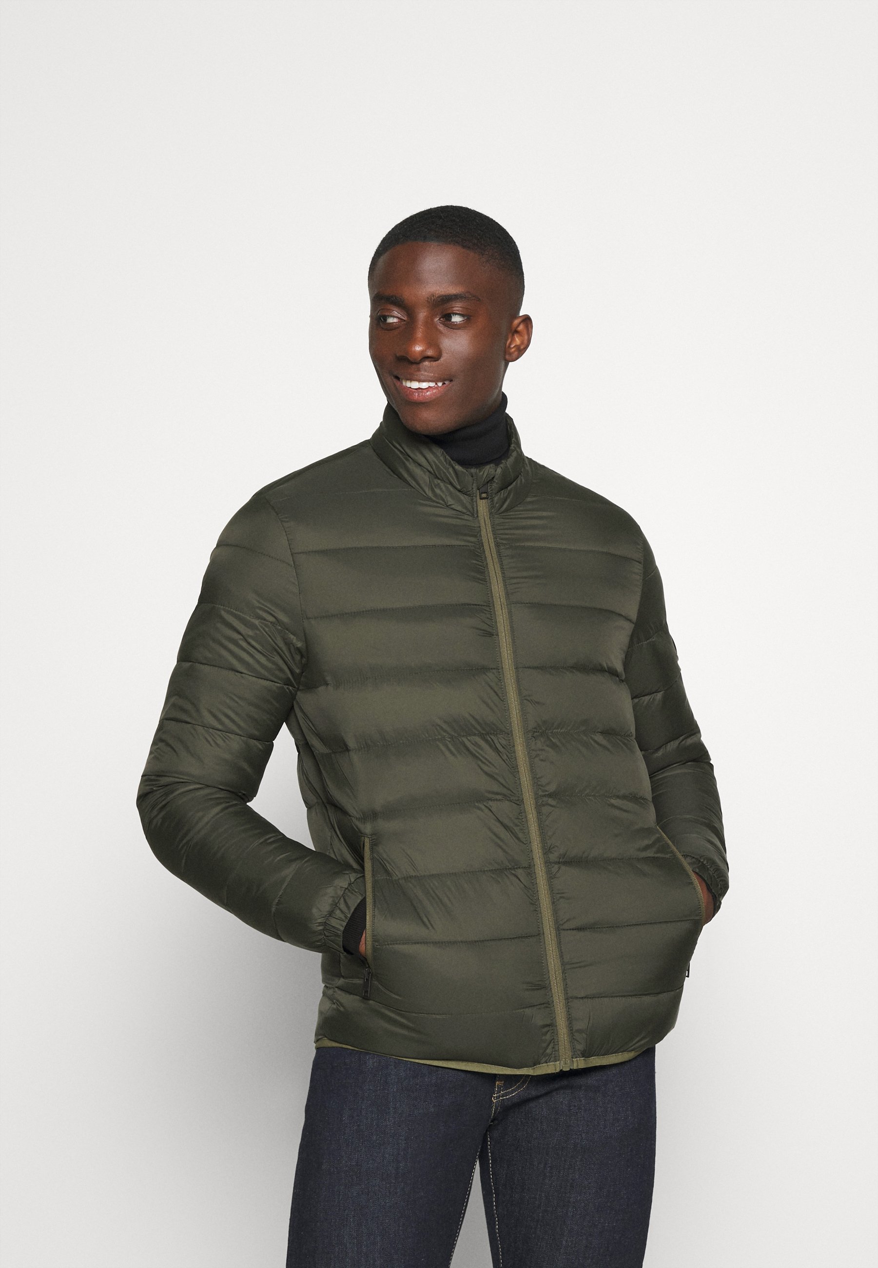 Jack & Jones JJEMAGIC PUFFER COLLAR - Veste mi-saison - rosin/vert foncé