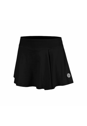 Schwarzer athletischer Skort mit breitem Bund und kleinem weißem Logo auf der unteren rechten Seite.