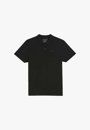 Czarna, krótka koszulka polo z dwoma guzikami i subtelnym logo „diverse” na piersi.
