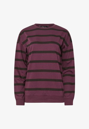 Felpa bordeaux con ampie righe nere. Ha un collo rotondo e maniche lunghe, realizzata in un morbido tessuto testurizzato. Polsini e orlo a costine.