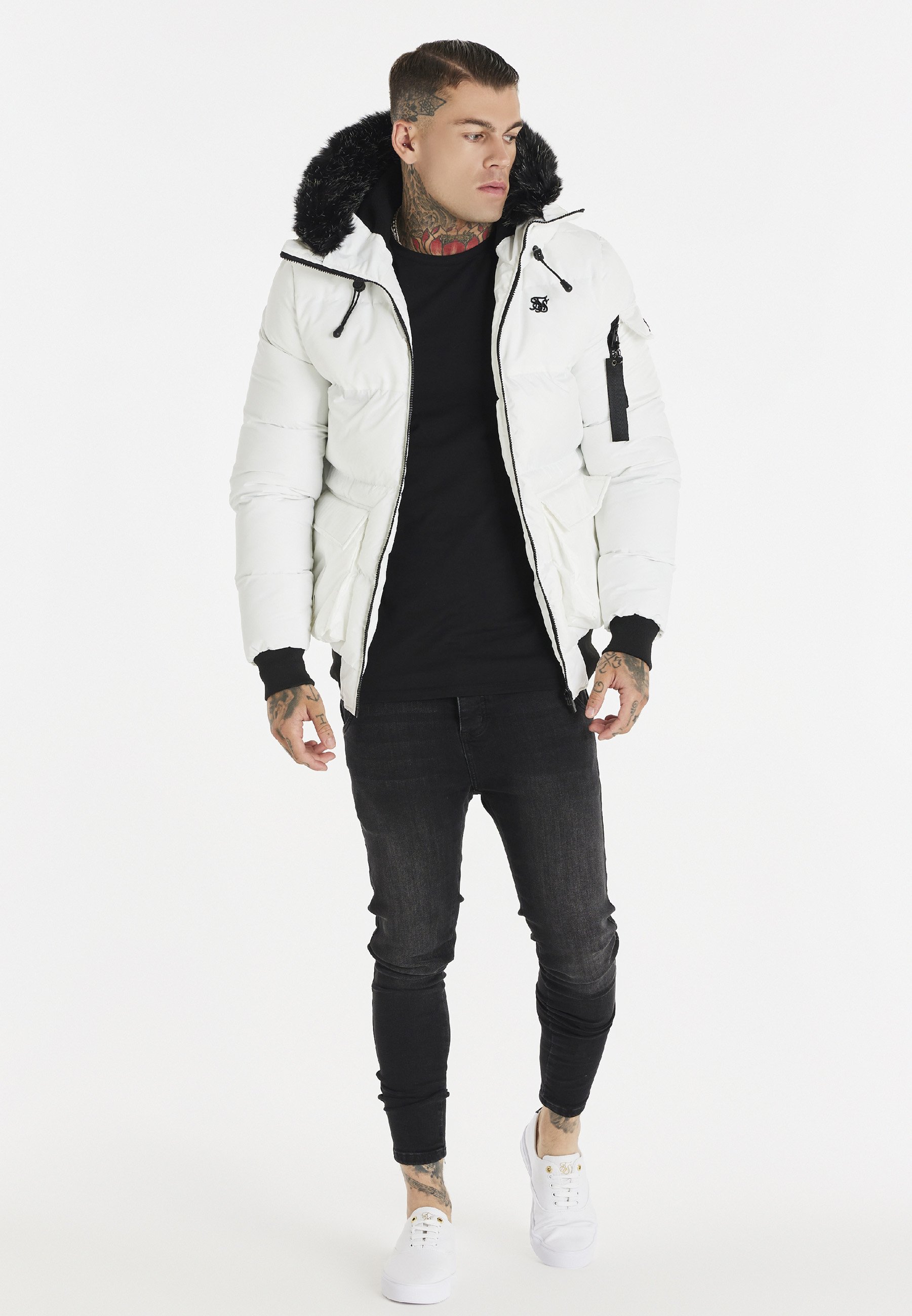 all white parka