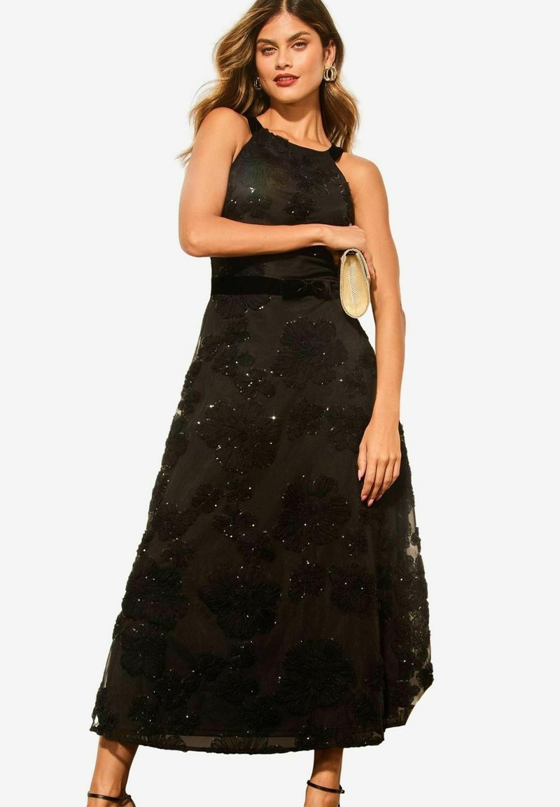 Lipsy REGULAR FIT - PREMIUM SEQUIN APPLIQUE HALTER PROM - Společenské šaty - black