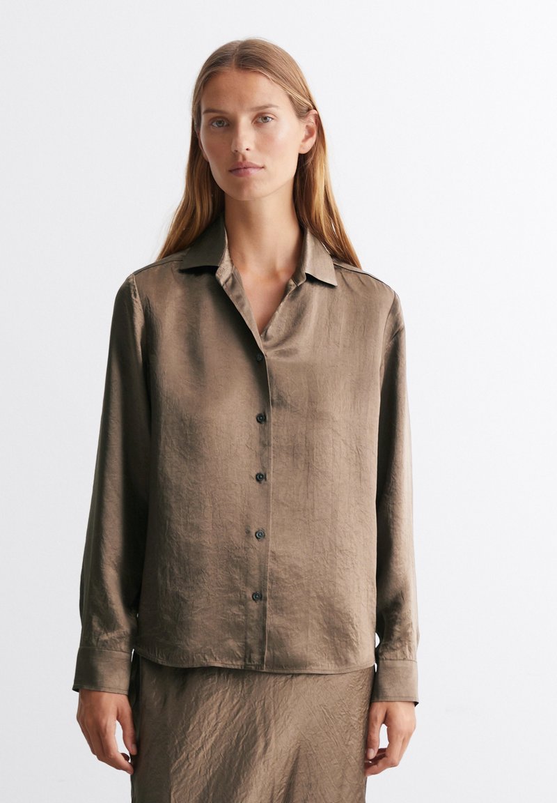 Marc O'Polo BLOUSE BOXY SHAPE COLLAR LONGSLEEVE SOLID - Hemdbluse - melted nougat