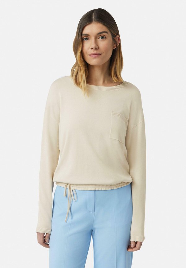 DURCHZUGKORDEL UND AUFGESETZTER  - Strickpullover - helles beige