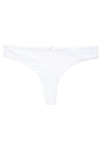 Witte stringonderbroek gemaakt van zachte katoen met een gladde afwerking. Kenmerkend is de dunne tailleband en een klein strikdetail aan de voorkant.