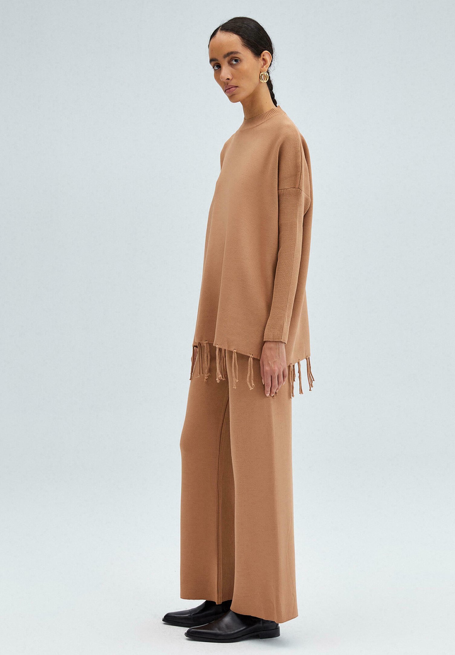 Touché Privé FRINGED SWEATER TROUSERS KNIT SET - Jumper - camel