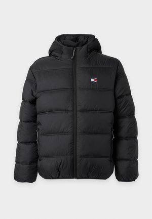 Tommy Jeans, HOODED LOGO PUFFER - Winter jacket - black